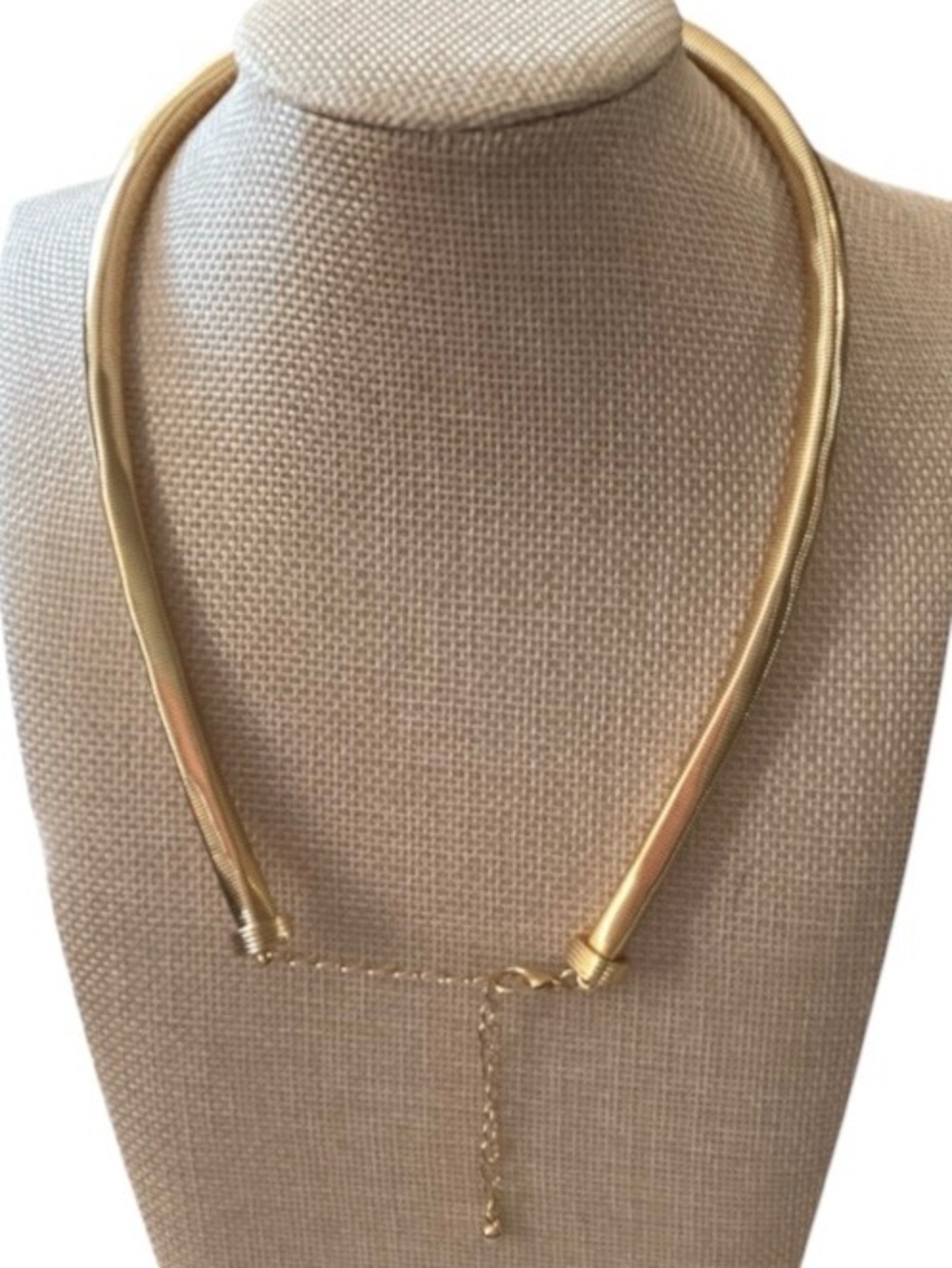 Juliet by Crystal Avenue Round Omega Stretchy Gold Tone Necklace (NWT) - Picture 3 of 7